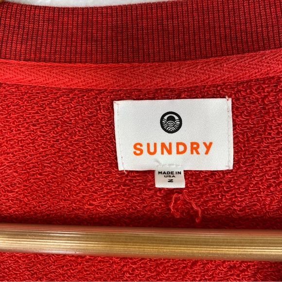 Sundry Red Striped Star Raglan Pullover Sweatshirt - Picture 5 of 9